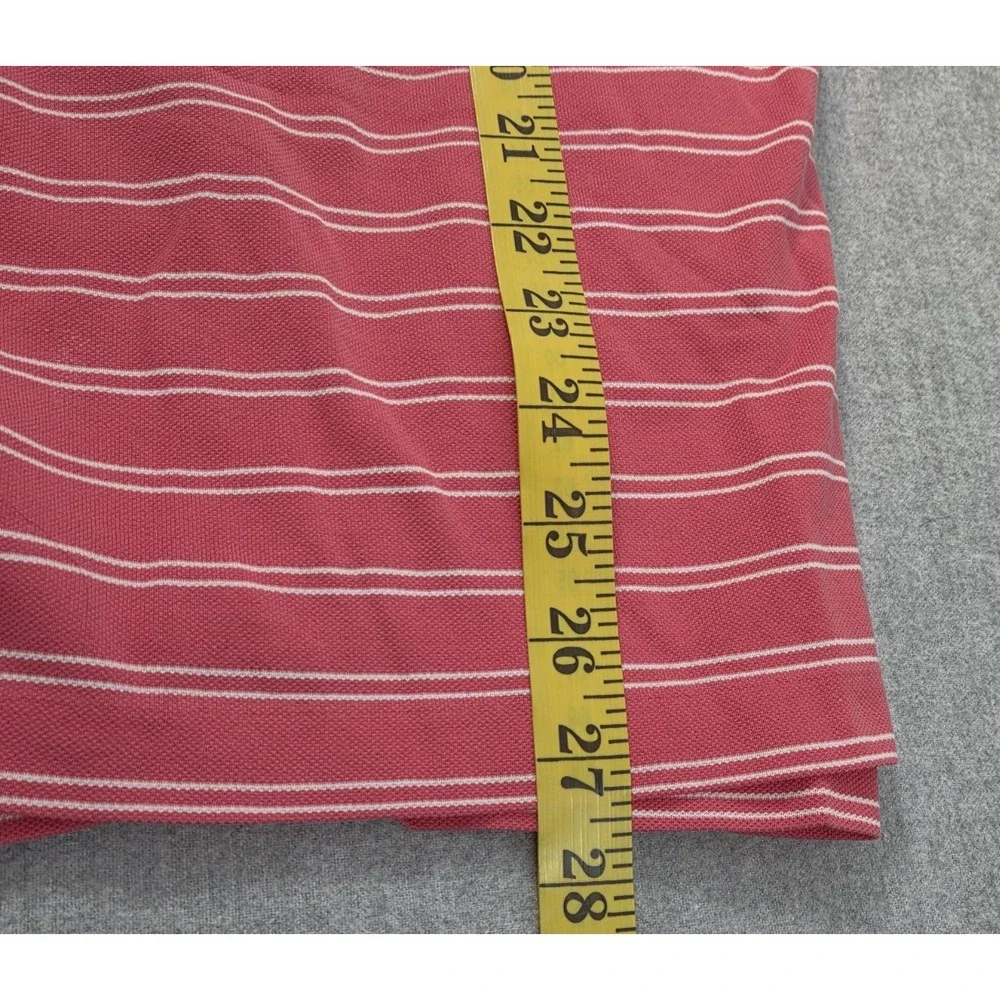 Polo Golf Ralph Lauren Mens Pink White Striped Pima Cotton Polo‎ Shirt Preppy